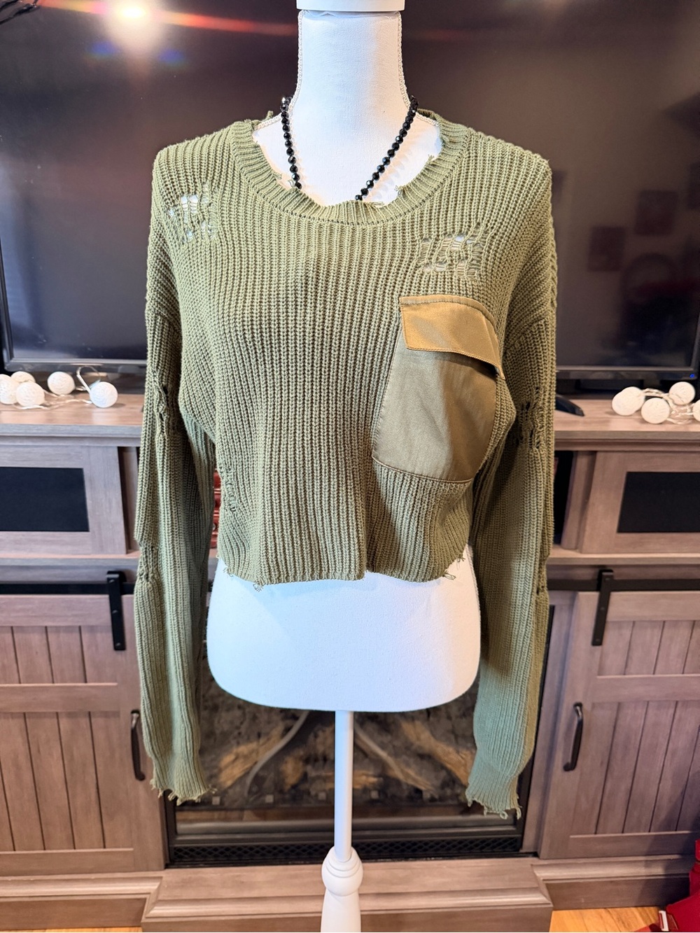 Forever 21 Olive Green Ribbed Knit Sweater